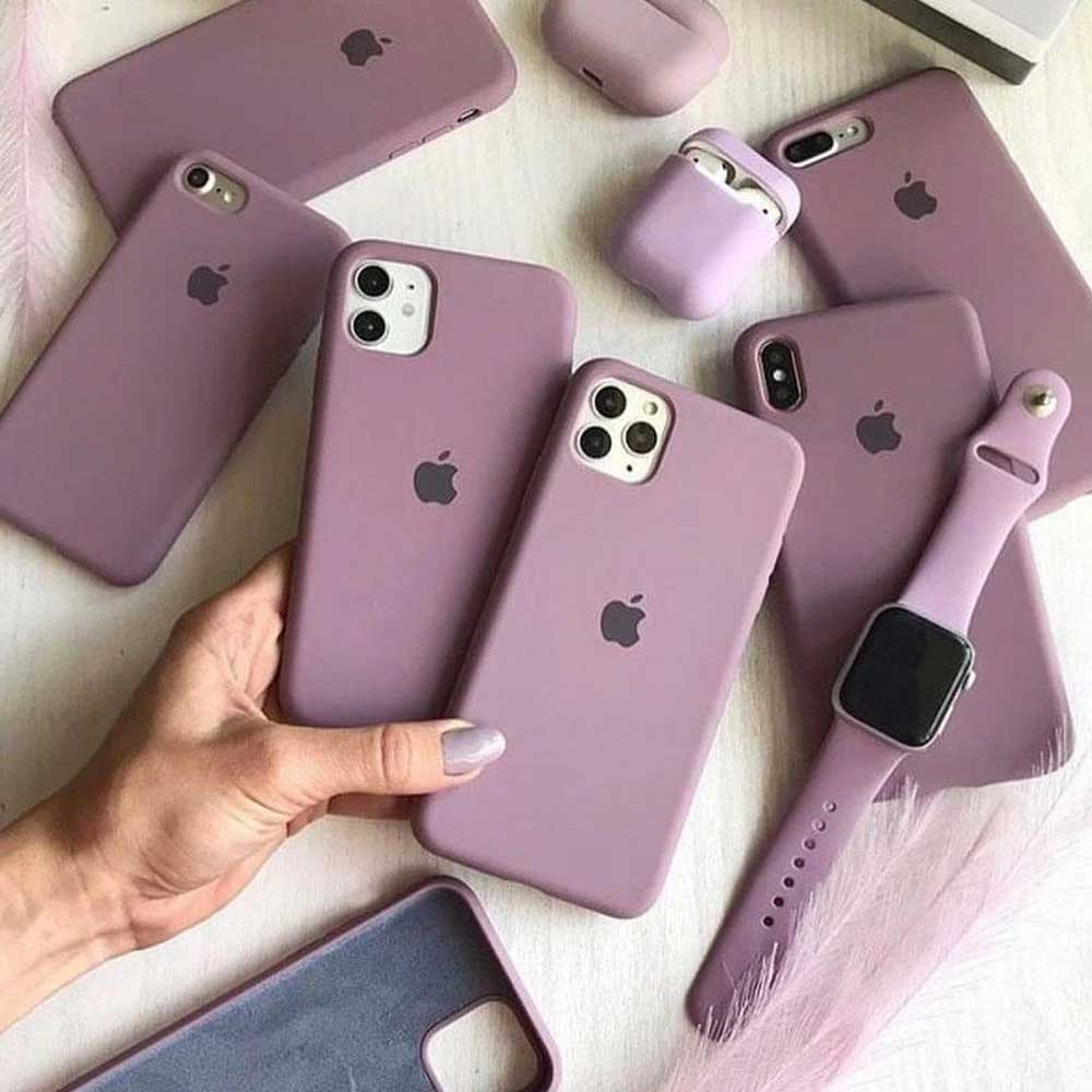 iPhone Lavender Liquid Silicone Case - Soft Touch & Stylish Original Product Front View - OnlineExpo.pk