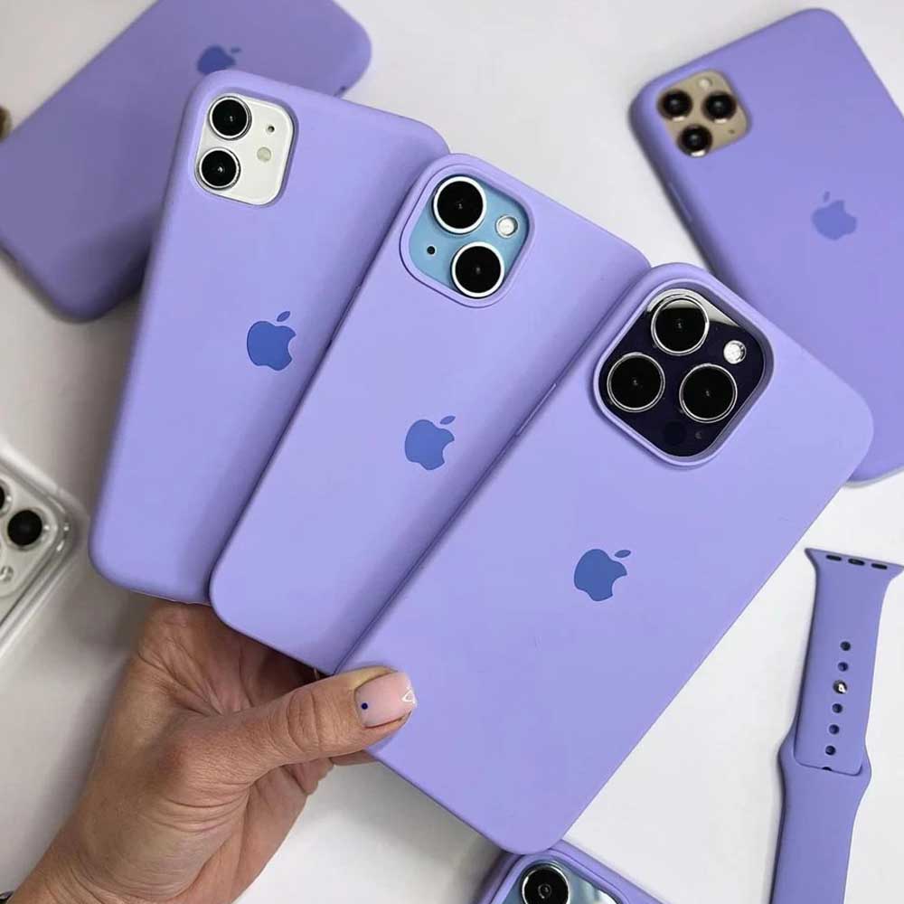 iPhone Lilac Liquid Silicone Case - Soft Touch & Stylish Original Product Front View - OnlineExpo.pk