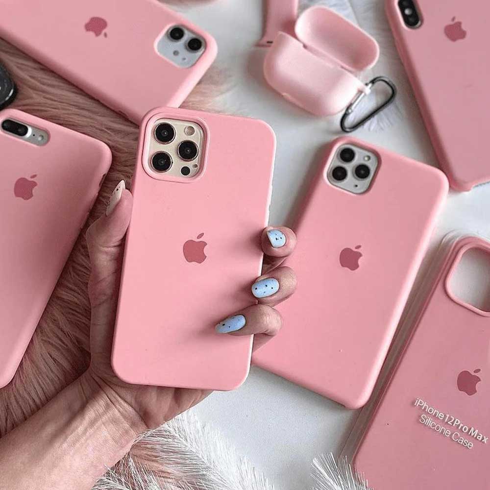 iPhone Pink Liquid Silicone Case - Soft Touch & Stylish Original Product Front View - OnlineExpo.pk
