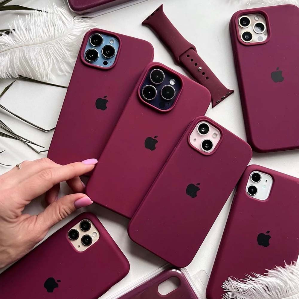 iPhone Plum Liquid Silicone Case - Soft Touch & Stylish Original Product Front View - OnlineExpo.pk