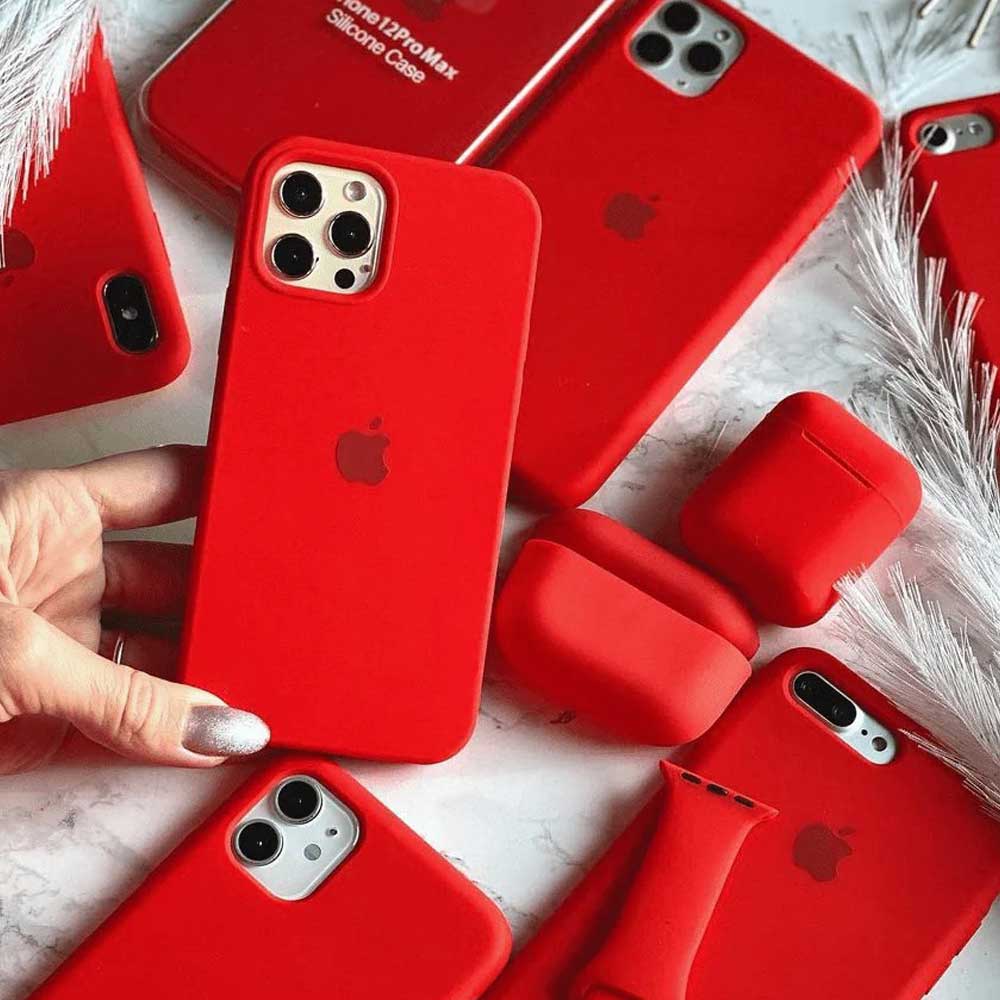 iPhone Red Liquid Silicone Case - Soft Touch & Stylish Original Product Front View - OnlineExpo.pk