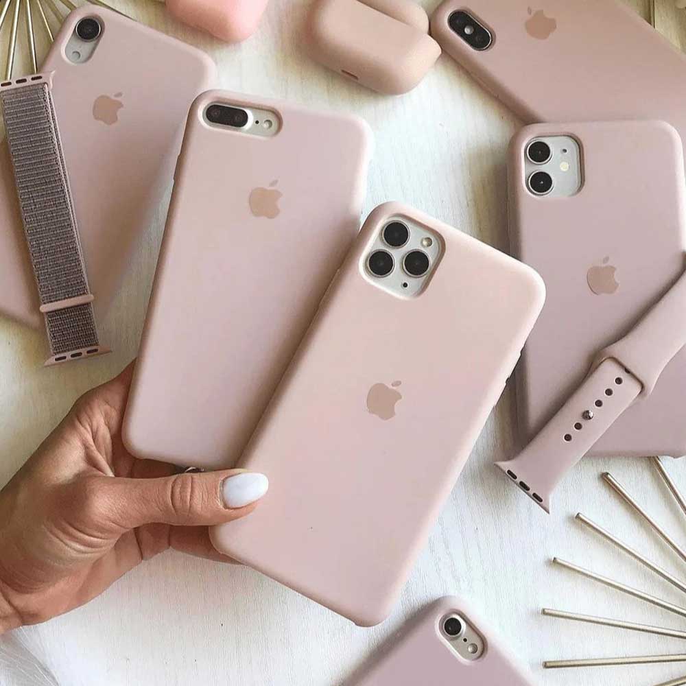 iPhone Sand Pink Liquid Silicone Case - Soft Touch & Stylish Original Product Front View - OnlineExpo.pk
