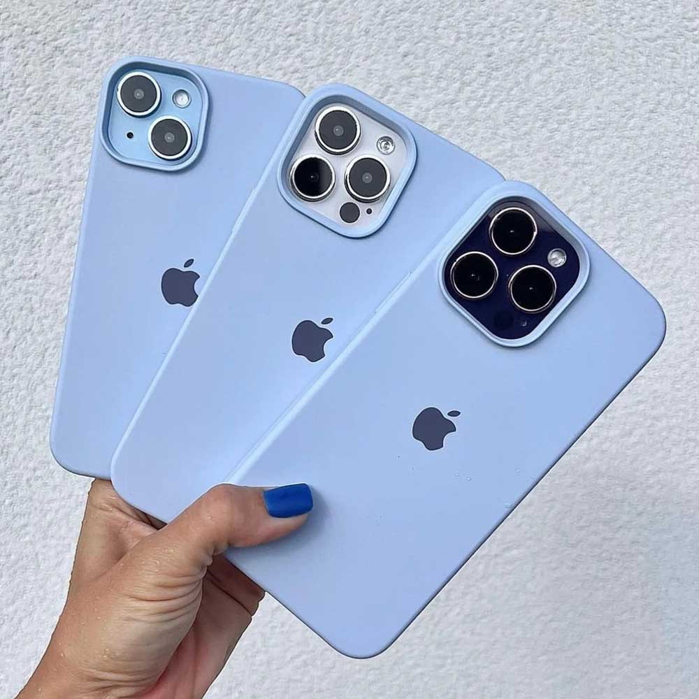 iPhone Sierra Blue Liquid Silicone Case - Soft Touch & Stylish Original Product Front View - OnlineExpo.pk