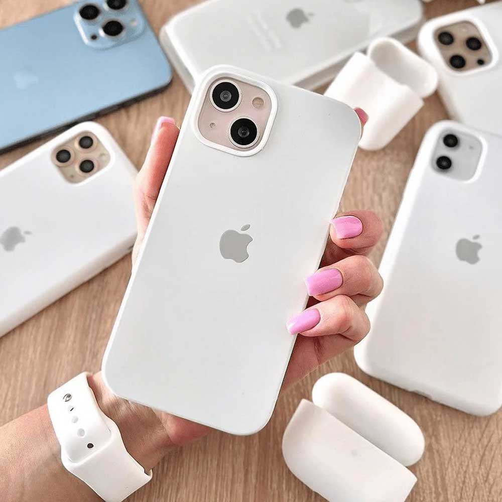iPhone White Liquid Silicone Case - Soft Touch & Stylish Original Product Front View - OnlineExpo.pk
