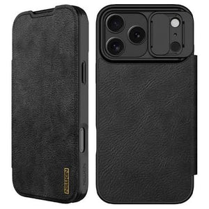 Nillkin Qin Pro Leather Flip Case for iPhone 17 Pro Max | Brown & Black View 4 - OnlineExpo.pk