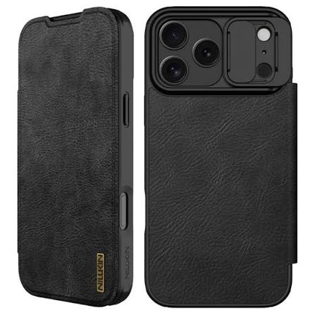 Nillkin Qin Pro Leather Flip Case for iPhone 17 Pro Max | Brown & Black View 4 - OnlineExpo.pk