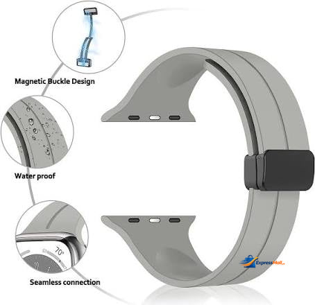 Apple Watch Magnetic D-Buckle Silicone Sport Band – 42mm/44mm/45mm/49mm (Series 1–11, SE &amp; Ultra) View 14 - OnlineExpo.pk