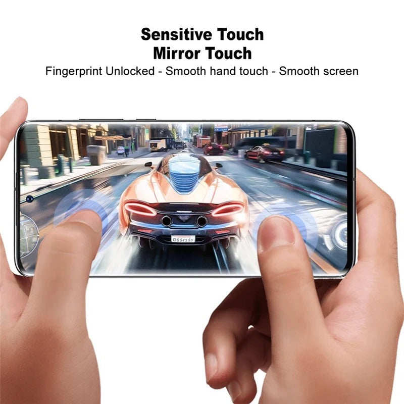 Fingerprint working UV Glue Privacy Glass Screen Protector for Tecno Camon 50 Pro UV Glue PEEP ANTI-SPY 3D EDGE Original