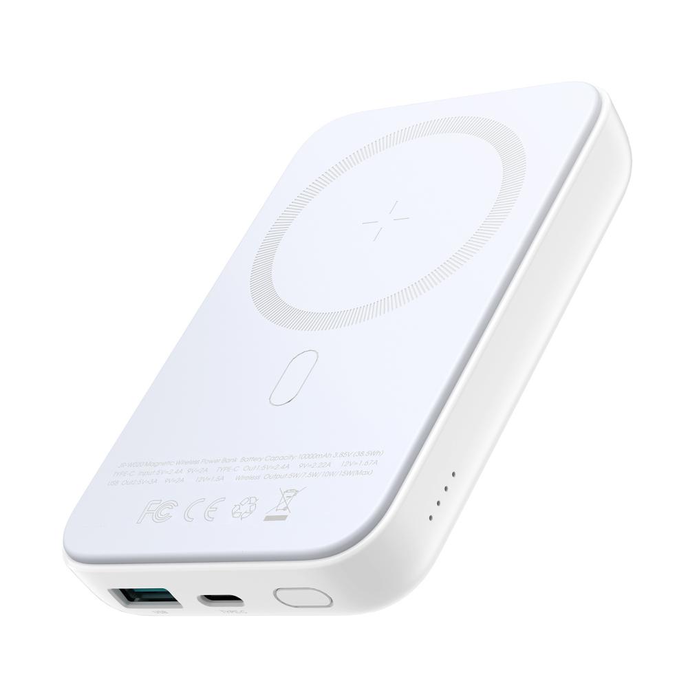 Joyroom 10000mAh 20W Magnetic Wireless Fast Charging Mini Power Bank JR-W020 - White Original Product Front View