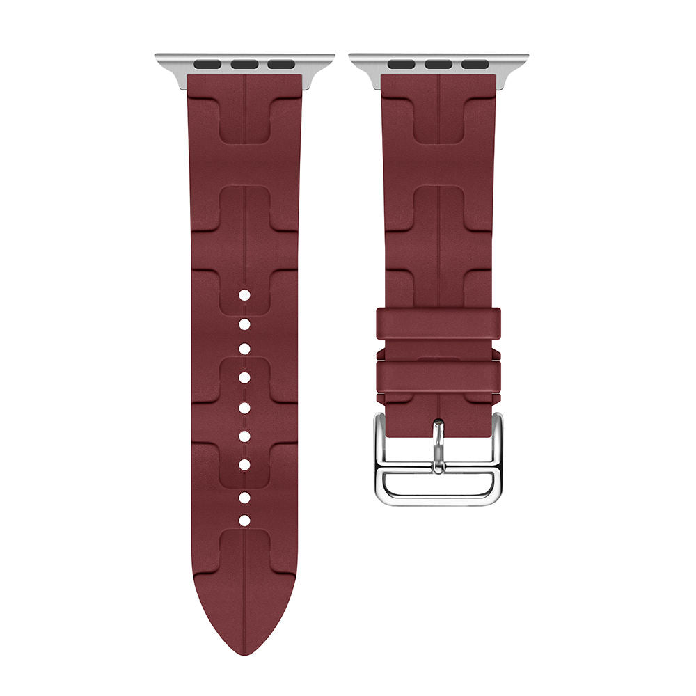 42mm/44mm/45mm/49mm Silicone Texture Straps For Smart Watch - Wine Red Original Product Front View - OnlineExpo.pk