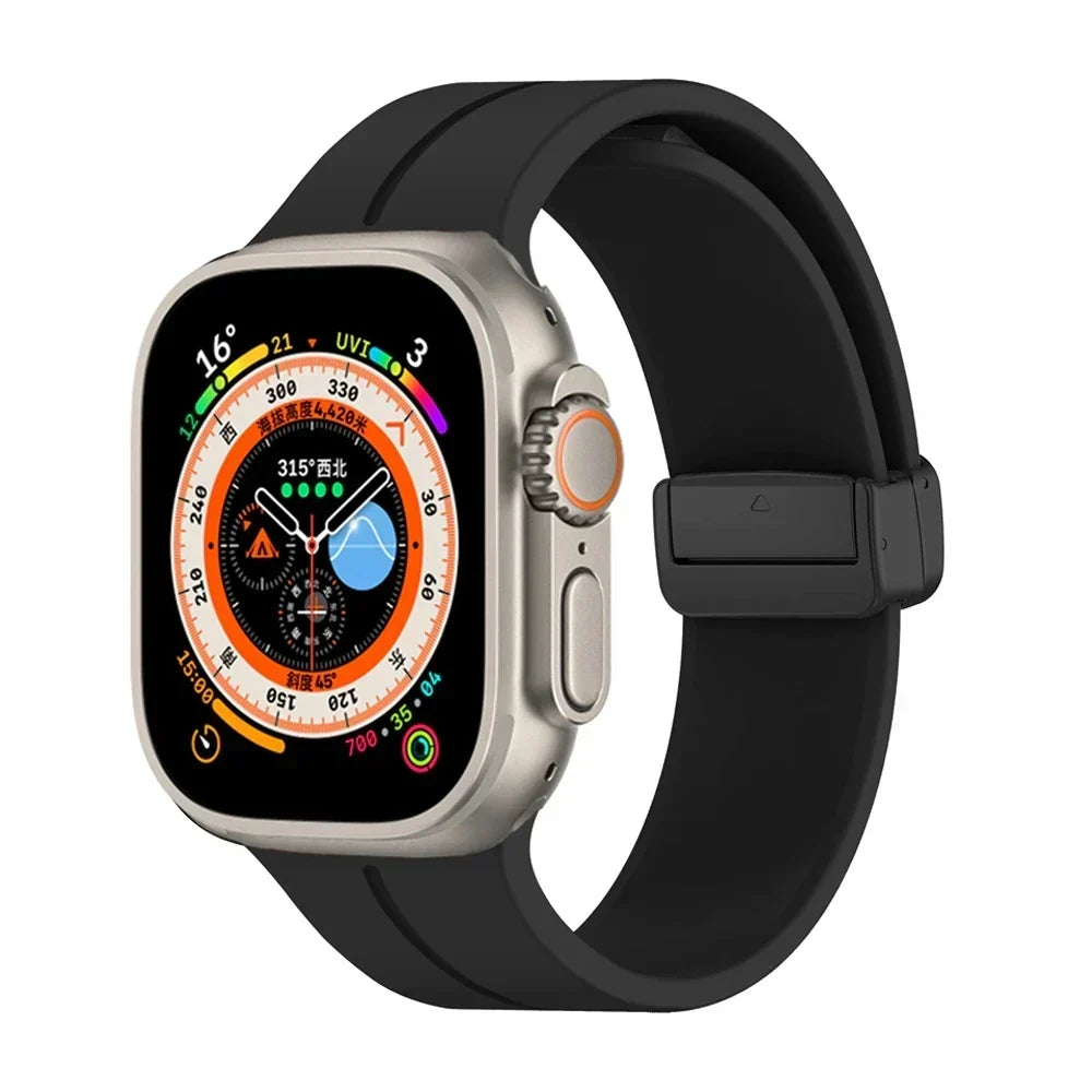 Apple Watch Magnetic D-Buckle Silicone Sport Band – 42mm/44mm/45mm/49mm (Series 1–11, SE &amp; Ultra) View 3 - OnlineExpo.pk
