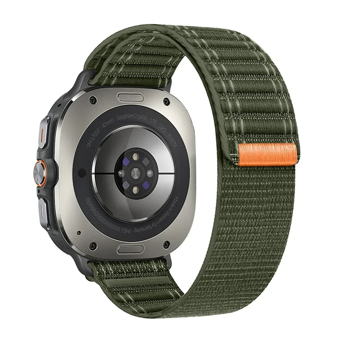 Nylon Sports Strap for Samsung Galaxy Watch Ultra 47mm Loop Adjustable Bracelet Wristband Green Original Product Front View