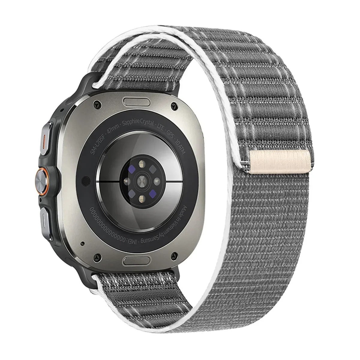 Nylon Sports Strap for Samsung Galaxy Watch Ultra 47mm Loop Adjustable Bracelet Wristband White Original Product Front View
