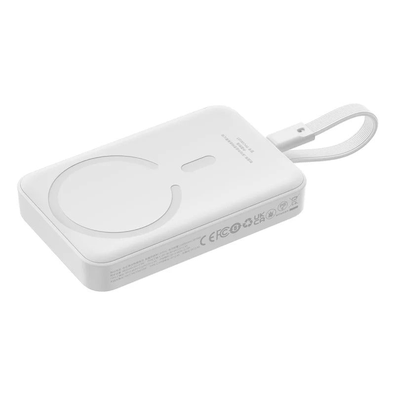 Baseus 10000mAh 30W Magnetic Power Bank PD Charging Built-in Type-C Cable White Original Product Front View - OnlineExpo.pk