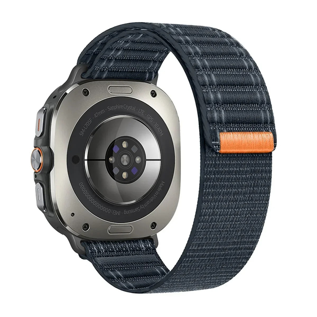 Nylon Sports Strap for Samsung Galaxy Watch Ultra 47mm Loop Adjustable Bracelet Wristband Blue Original Product Front View