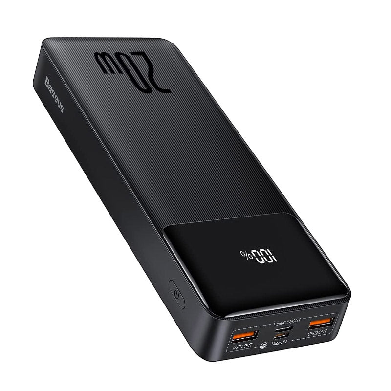Baseus 20000mAh 20W Bipow Digital Display Power Bank - Black Original Product Front View - OnlineExpo.pk