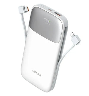 LDNIO PQ19 22.5W 10,000mAh Fast Charging with Built-In Cables Power Bank Original Product Front View - OnlineExpo.pk