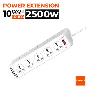 LDNIO SC10610 10-Outlet Power Strip View 2 - OnlineExpo.pk