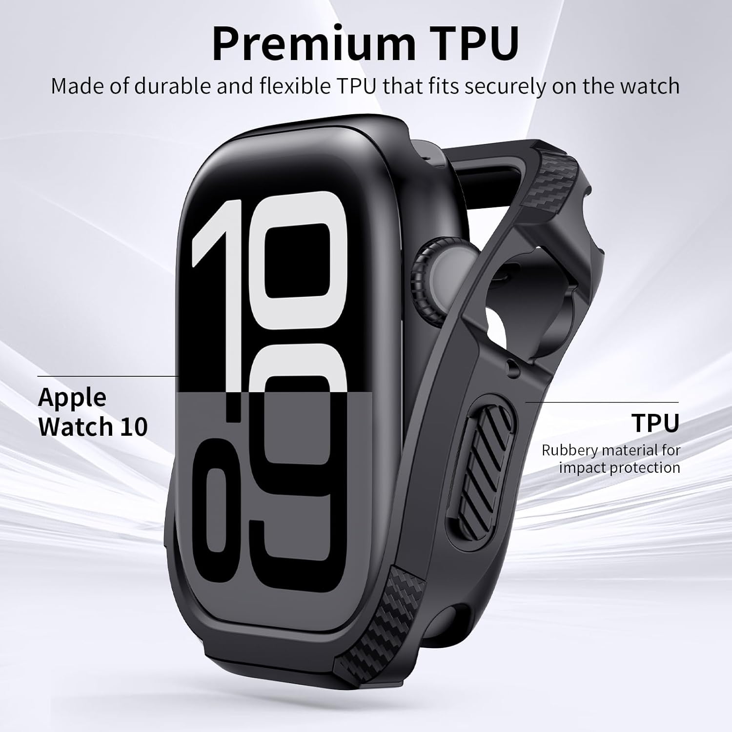 Rugged Armor Soft Cover Case Compatible with Apple Watch Series 10 46mm Apple Watch Series 11 46mm, Full Protection Military Grade, Soft Flexible Shockproof Resist Sport iWatch Bumper case Original Product Front View - OnlineExpo.pk