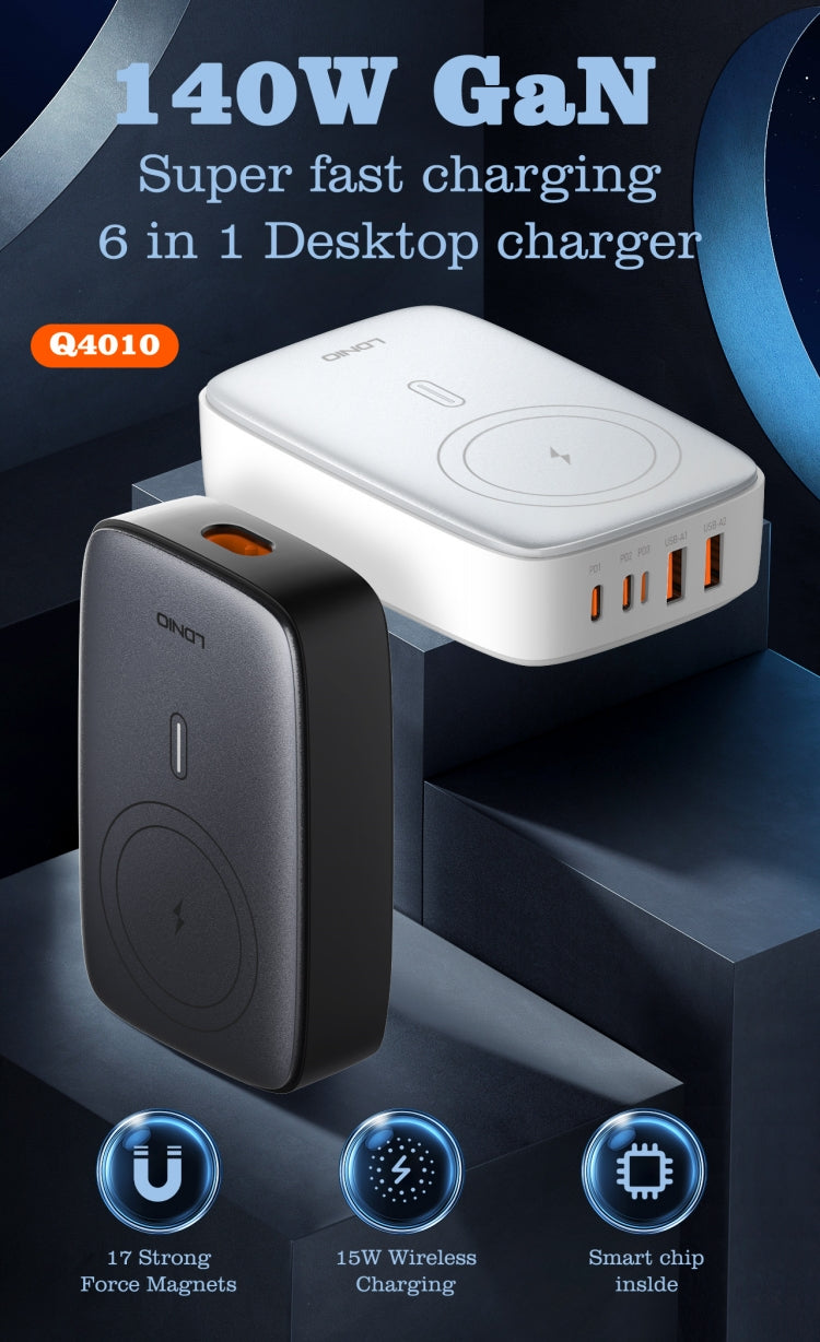 LDNIO 140W Multiport Desktop Charging Wireless Charger Q4010 View 3 - OnlineExpo.pk