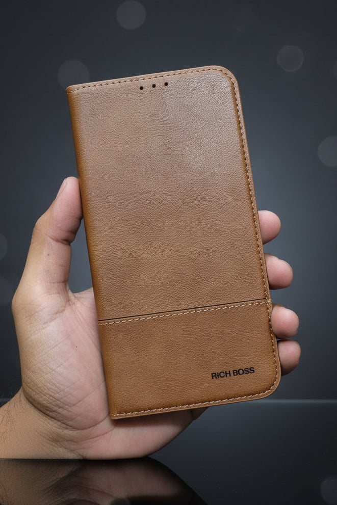 Rich Boss Fashion Flip Leather Case – OnePlus 8 Pro / 9 Pro | Wallet Book Cover with Card Slots View 3 - OnlineExpo.pk
