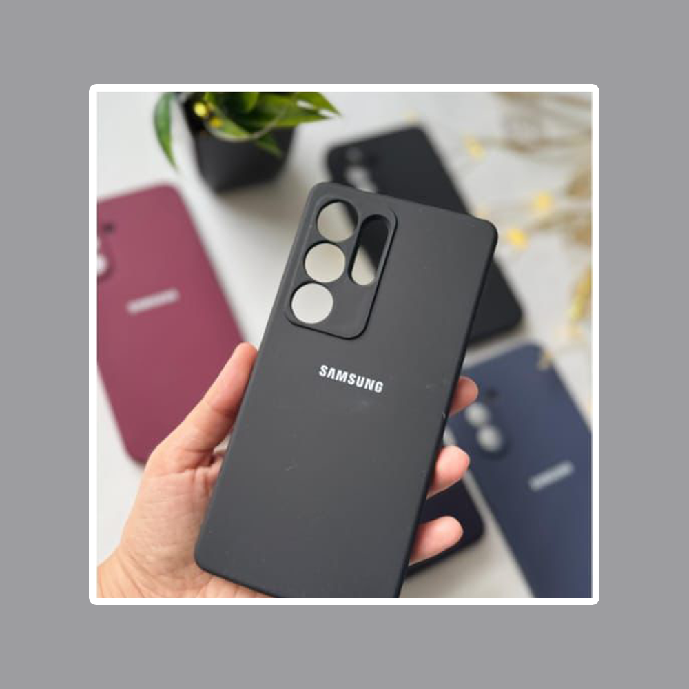 Samsung Galaxy Liquid Silicone Cases - Soft Touch Black Original Product Front View - OnlineExpo.pk