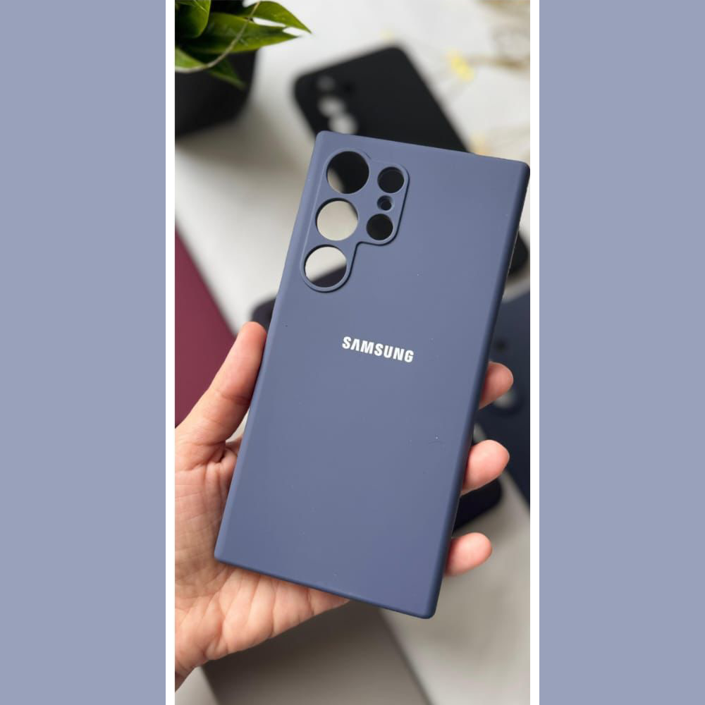 Samsung Galaxy Liquid Silicone Cases - Soft Touch Blue Original Product Front View - OnlineExpo.pk