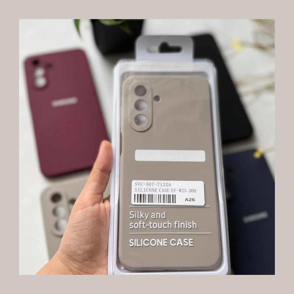 Samsung Galaxy Liquid Silicone Cases - Soft Touch Gray Original Product Front View - OnlineExpo.pk