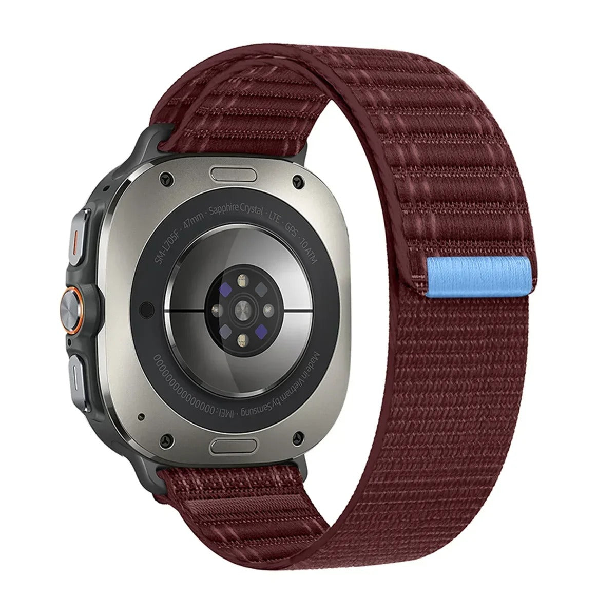 Nylon Sports Strap for Samsung Galaxy Watch Ultra 47mm Loop Adjustable Bracelet Wristband Wine Red Original Product Front